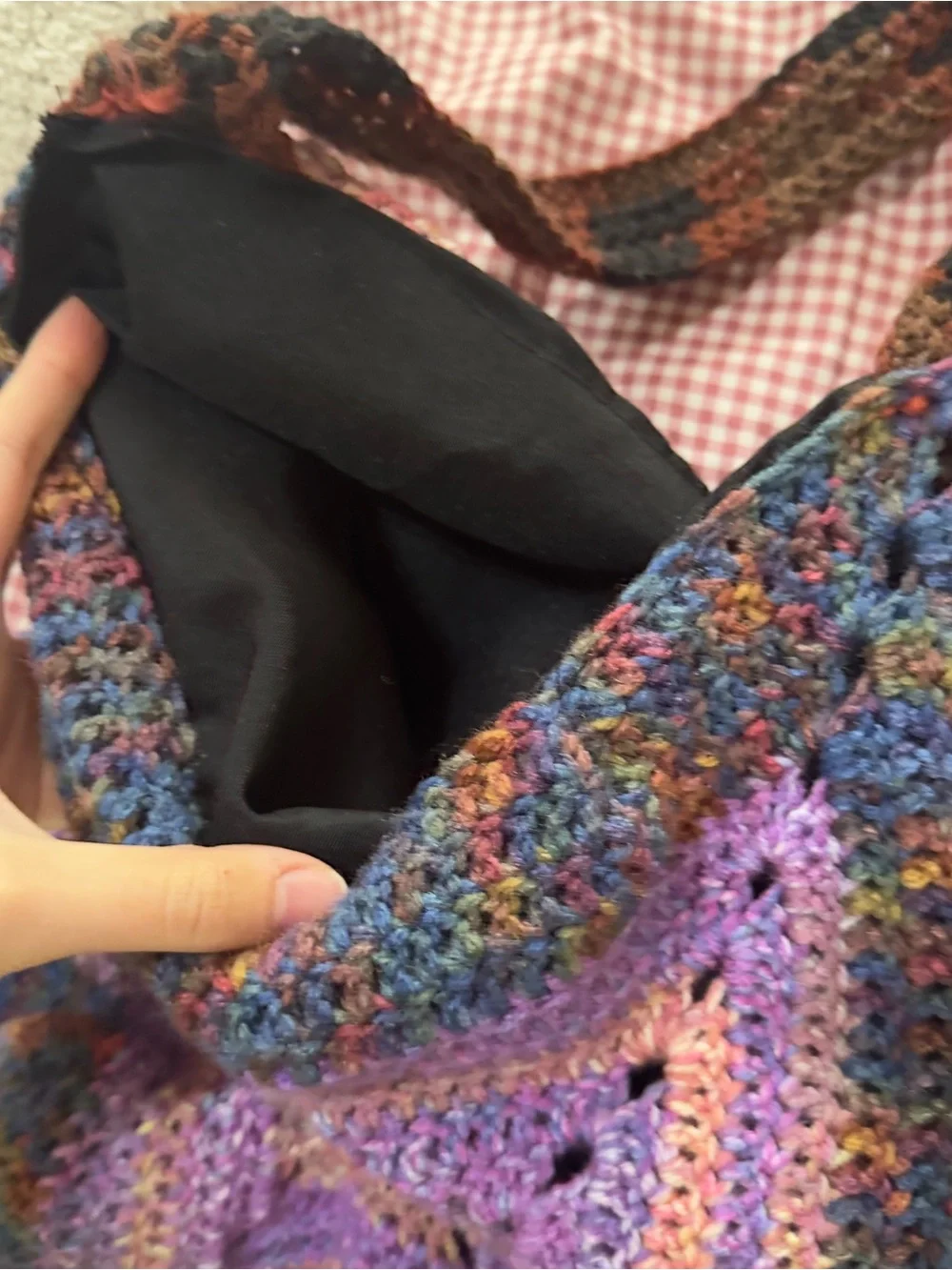 Star-Shaped Crochet Crossbody Bag in Purple and Multicolor